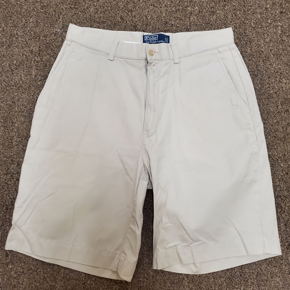 Polo Ralph Lauren Shorts Mens 32 Tan Flat Front Vintage Prospect Golf Chino Pony